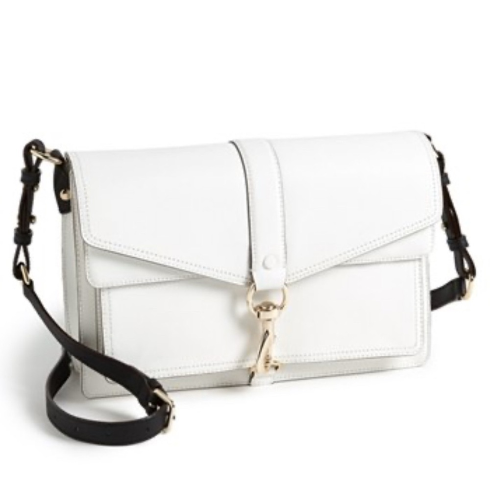 Rebecca Minkoff Hudson Moto Crossbody Bag White White Leather Shoulder Bag